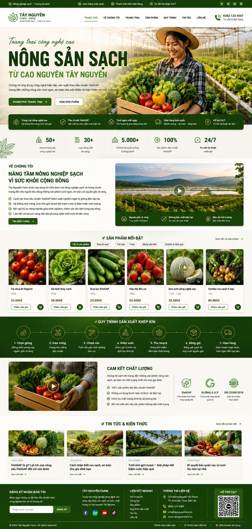 Mẫu Website Trang Trại Nông Sản Sạch – FARM01