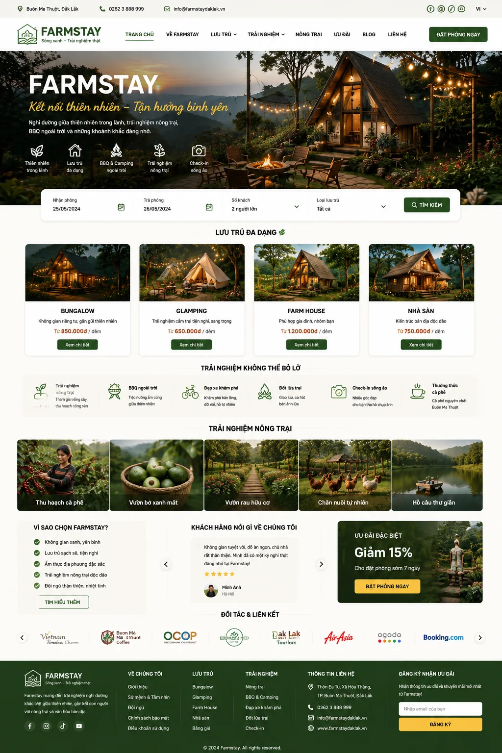 Mẫu Website Homestay – Farmstay – Glamping – FARMSTAY01