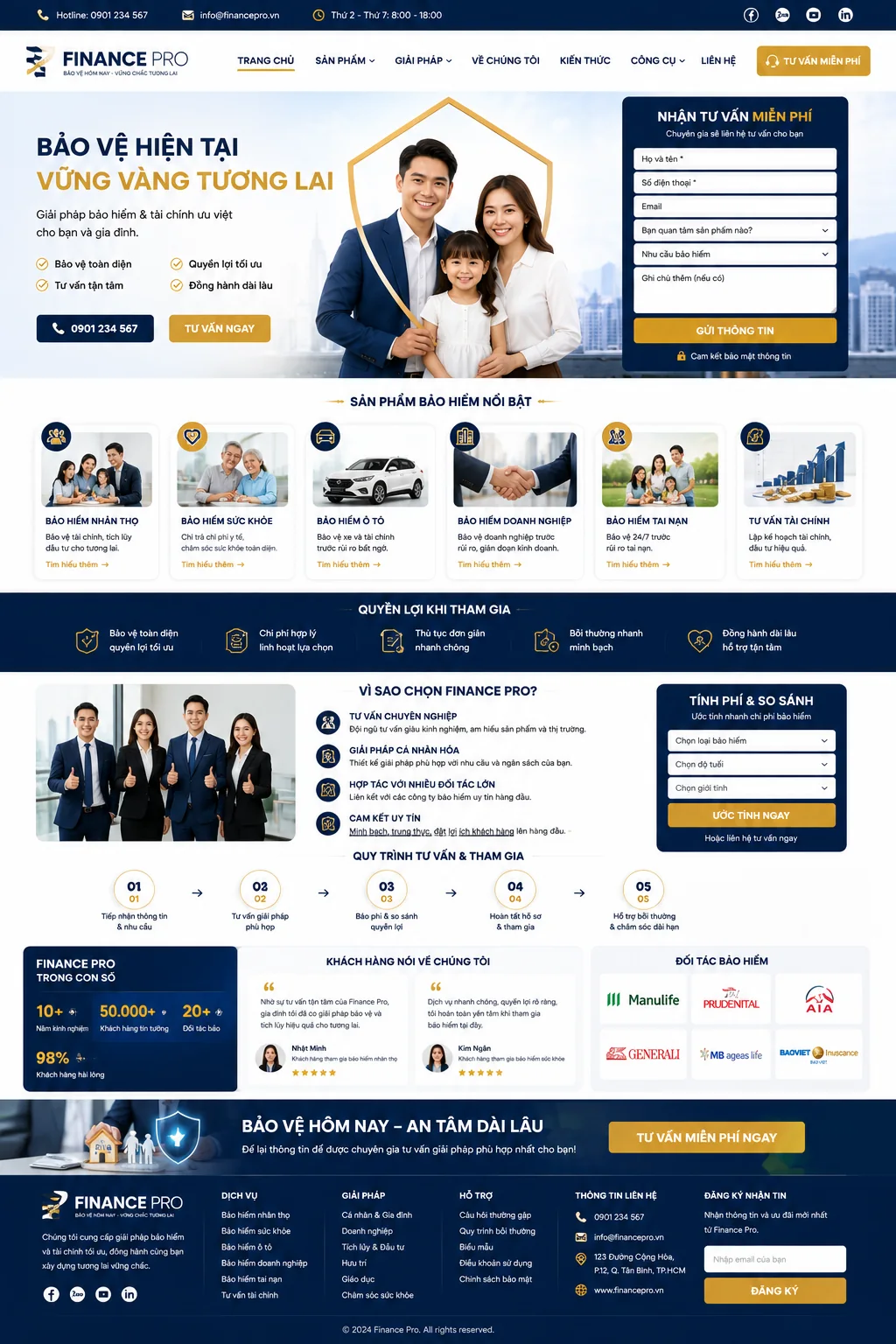 Mẫu Website Bảo Hiểm & Tư Vấn Tài Chính – FINANCE01