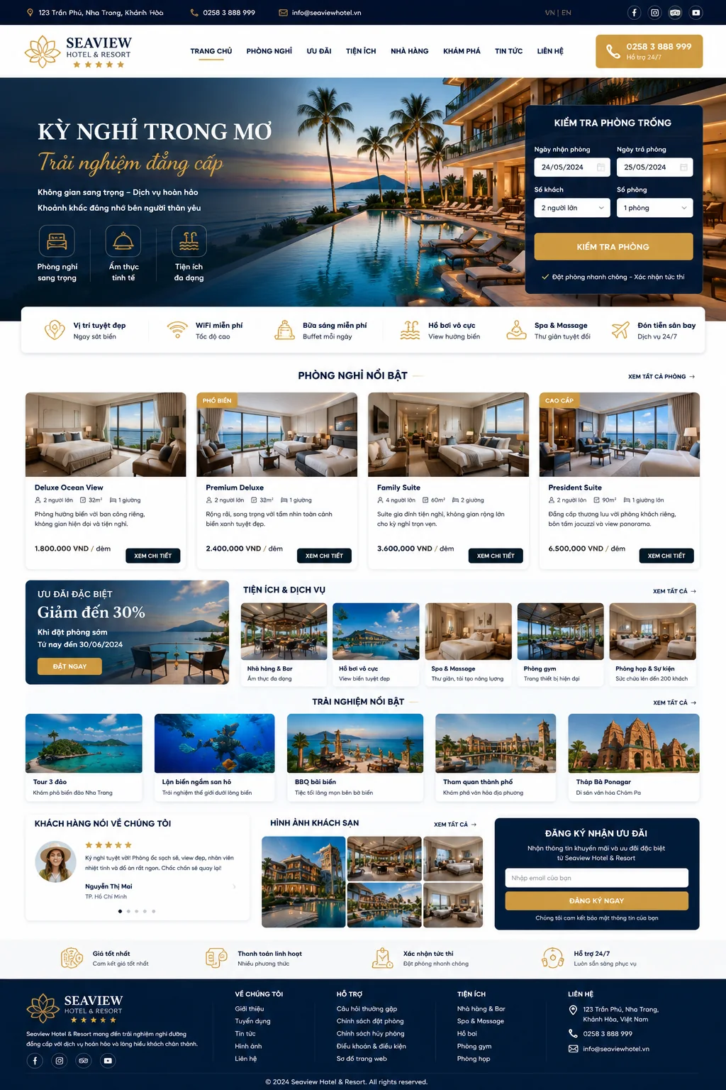 Mẫu Website Khách Sạn / Resort / Homestay – HOTEL01