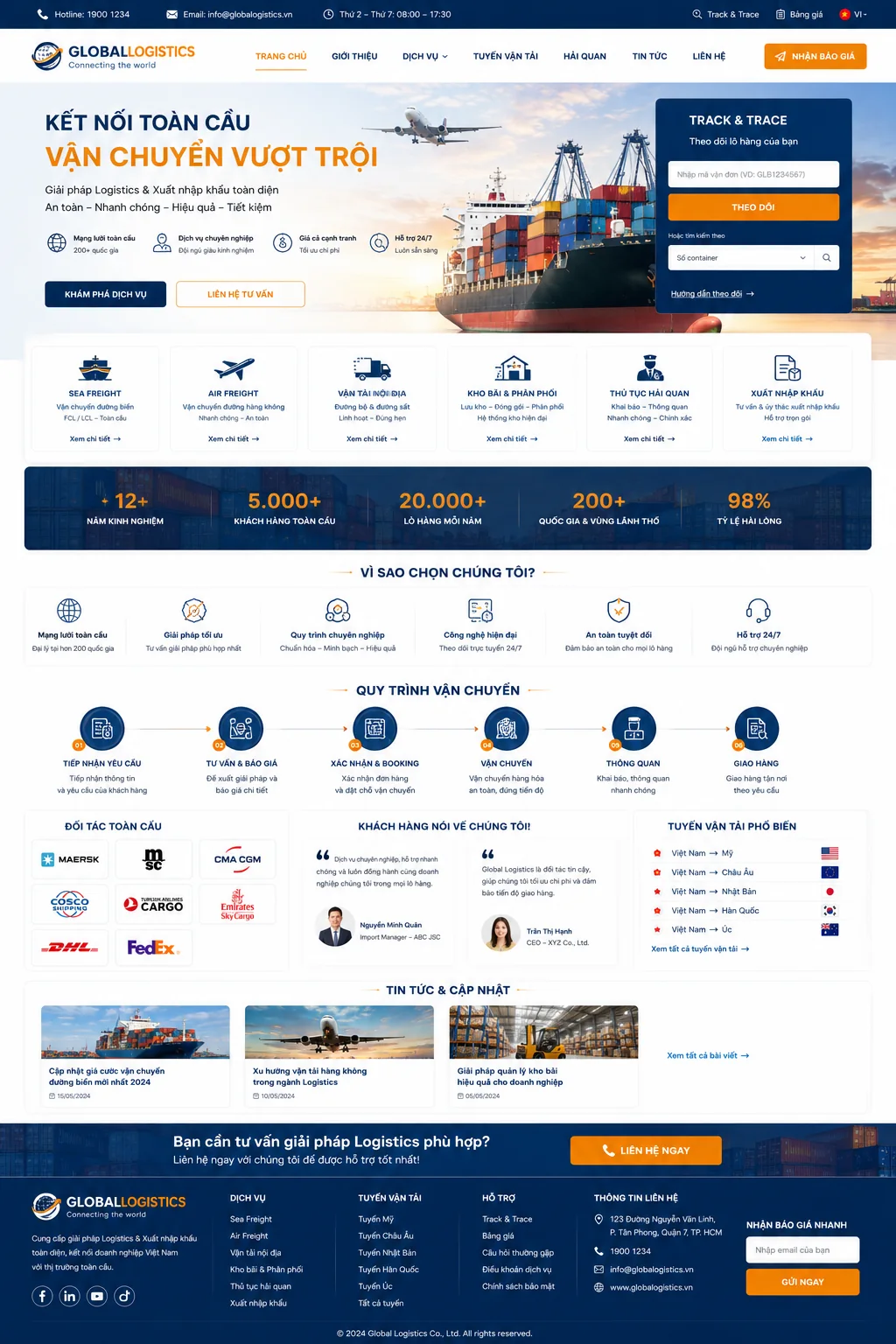 Mẫu Website Logistics & Xuất Nhập Khẩu – LOGISTICS01
