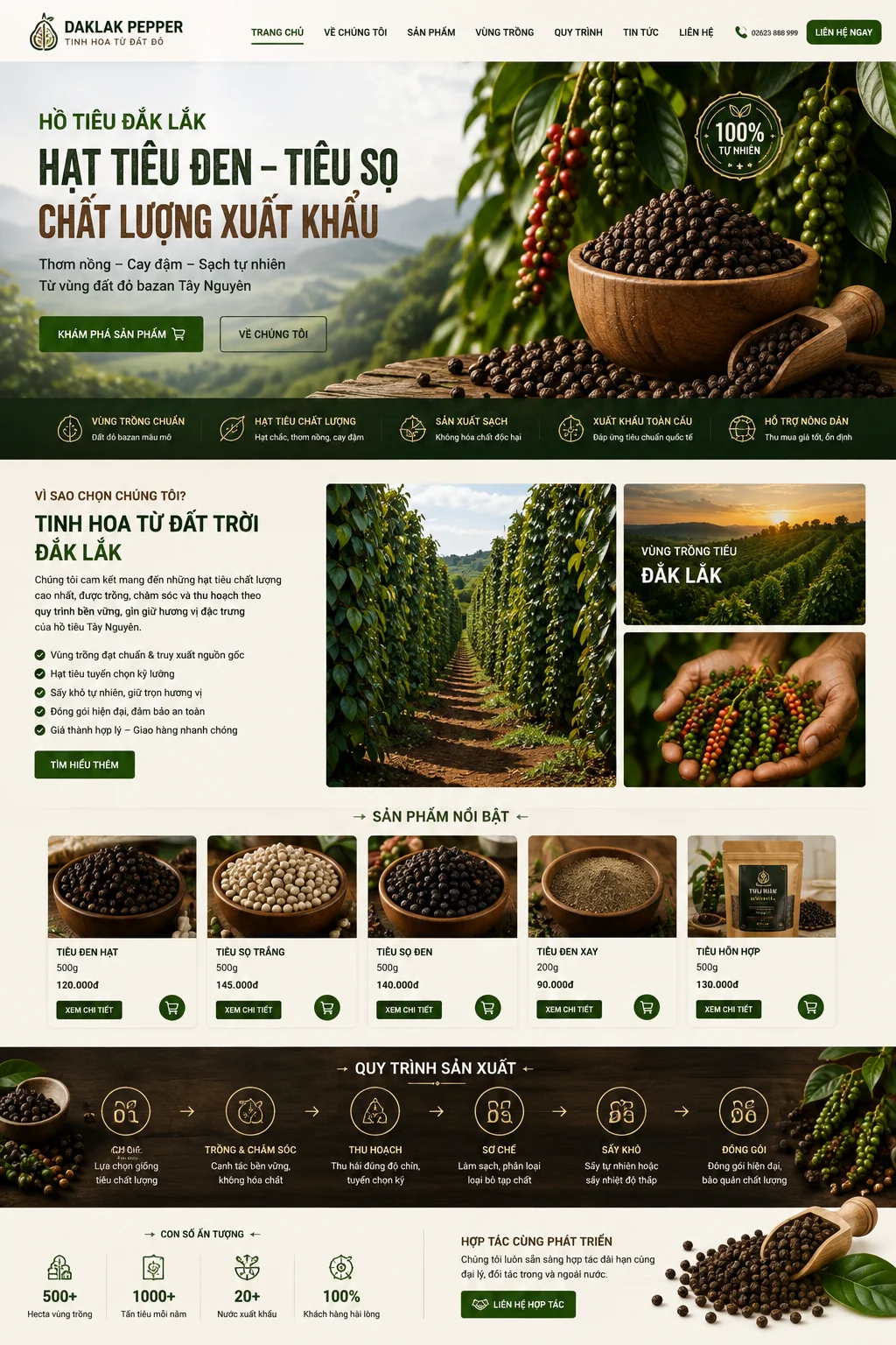 Mẫu Website Hồ Tiêu – Nông Sản Xuất Khẩu – PEPPER01