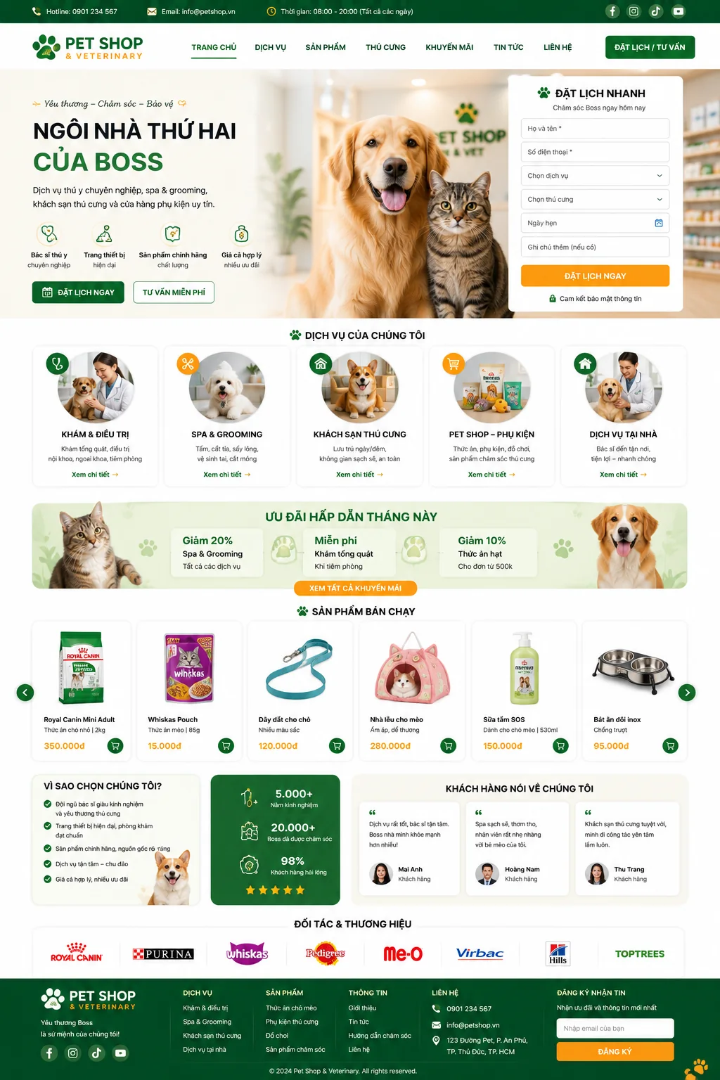 Mẫu Website Pet Shop & Thú Y – PET01