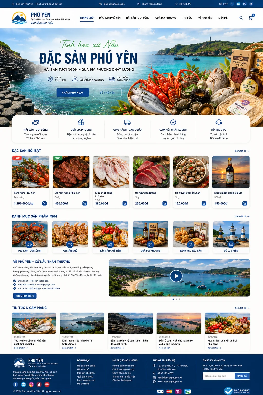 Mẫu Website Đặc Sản Phú Yên – Hải Sản – Quà Địa Phương – PHUYENFOOD01