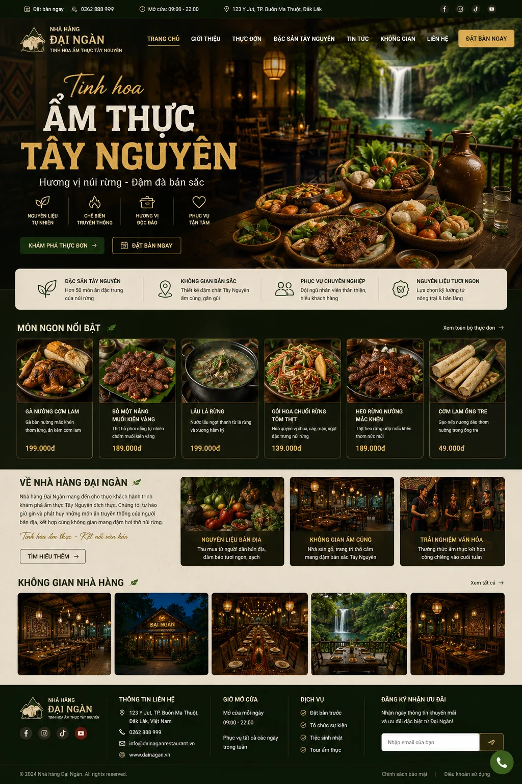 Mẫu Website Nhà Hàng Đặc Sản Tây Nguyên – RESTAURANT01