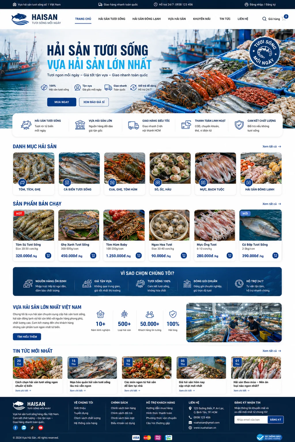 Mẫu Website Hải Sản Tươi Sống – Vựa Hải Sản – SEAFOOD01
