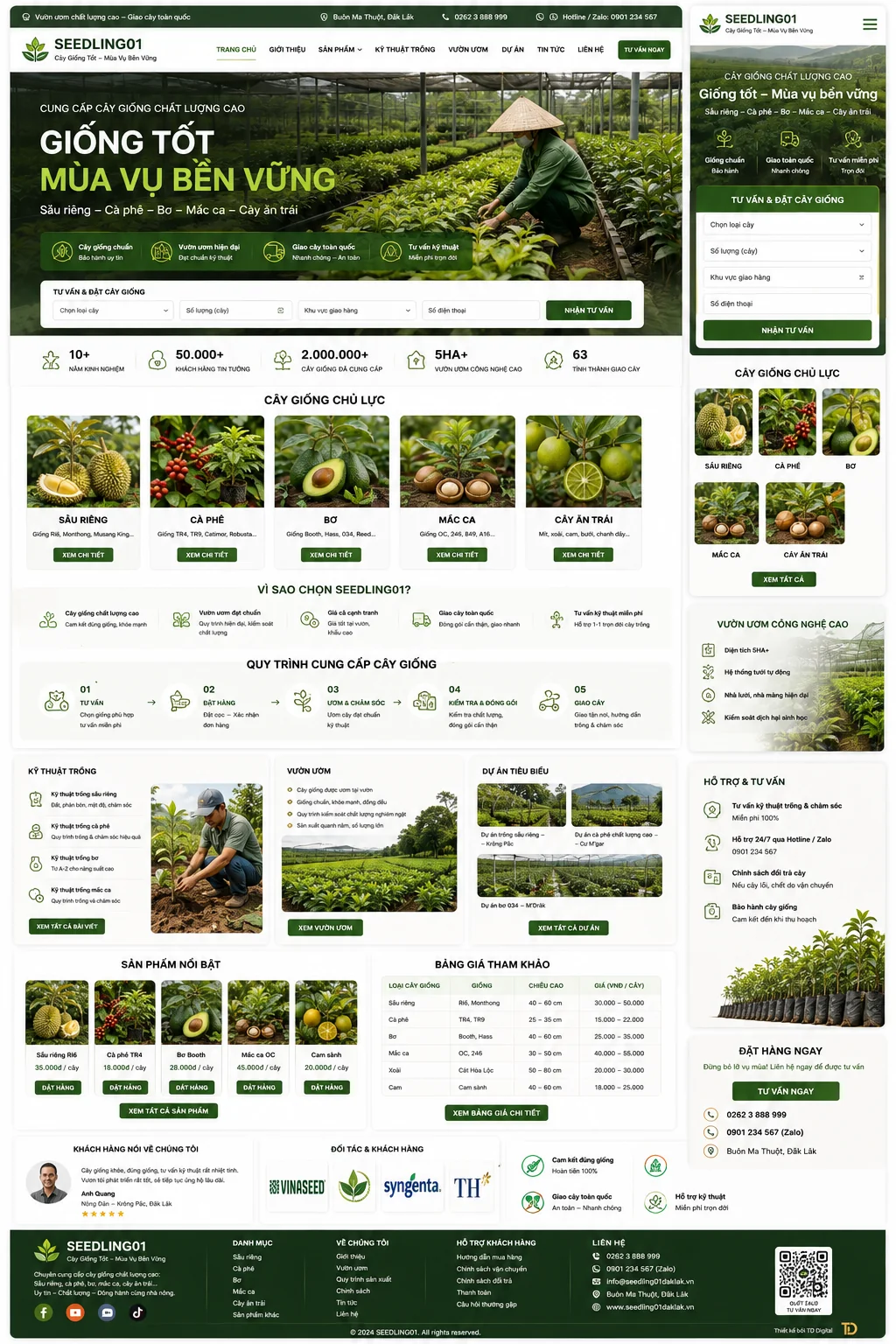 Mẫu Website Cây Giống & Vườn Ươm – SEEDLING01