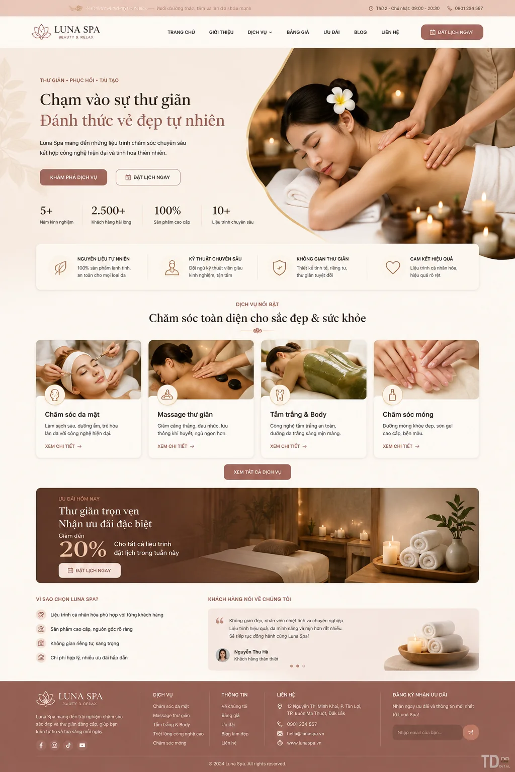 Mẫu Website Spa & Beauty Cao Cấp – SPA01