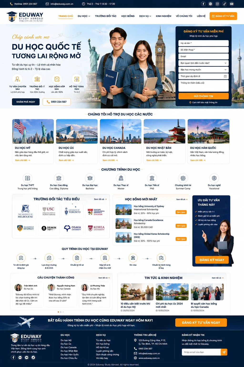 Mẫu Website Trung Tâm Tư Vấn Du Học – STUDY01