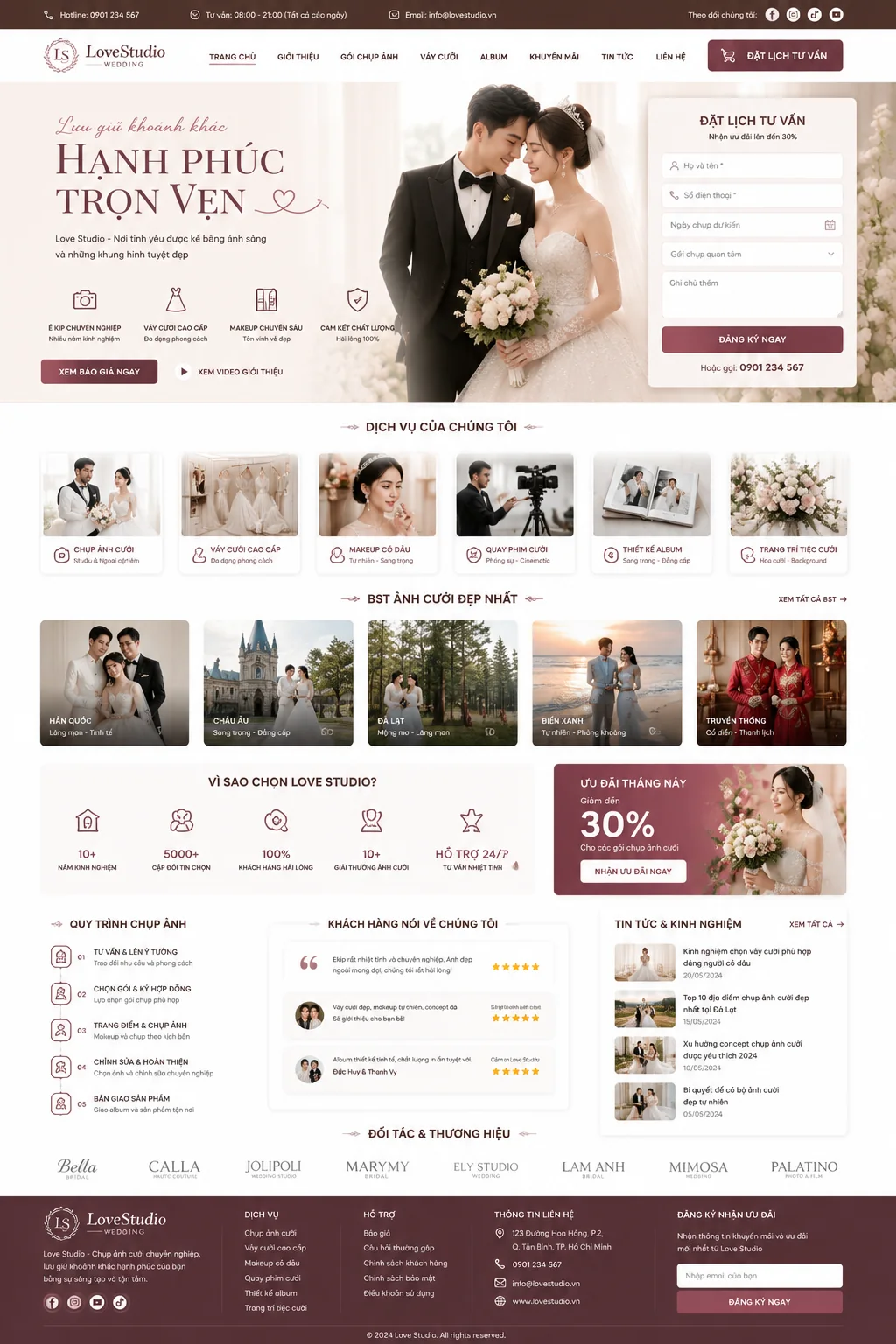 Mẫu Website Wedding & Studio Áo Cưới – WEDDING01