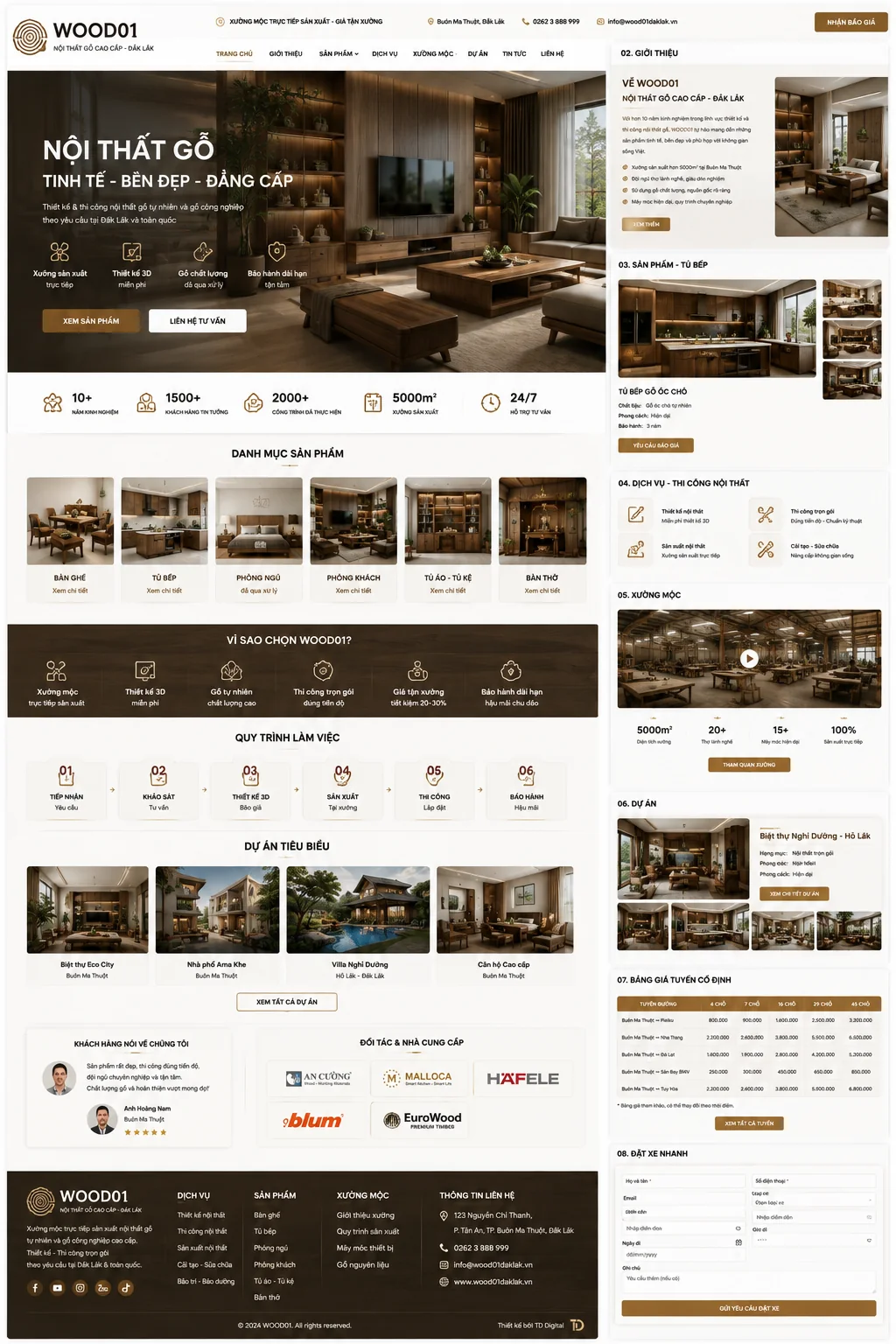 Mẫu Website Nội Thất Gỗ & Xưởng Mộc – WOOD01
